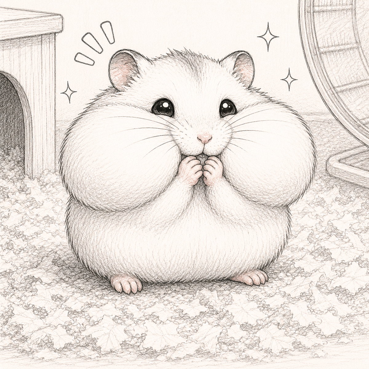 コマ3：両ほっぺが限界まで膨らんだユキちゃん