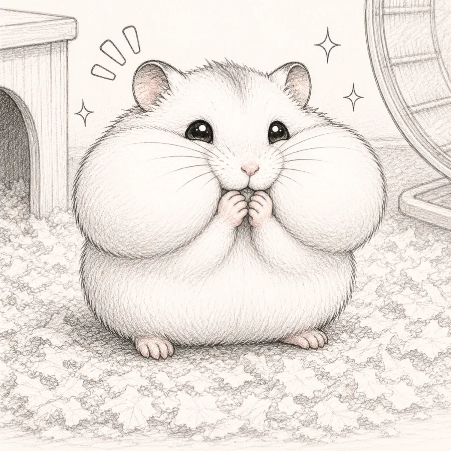 コマ3：両ほっぺが限界まで膨らんだユキちゃん